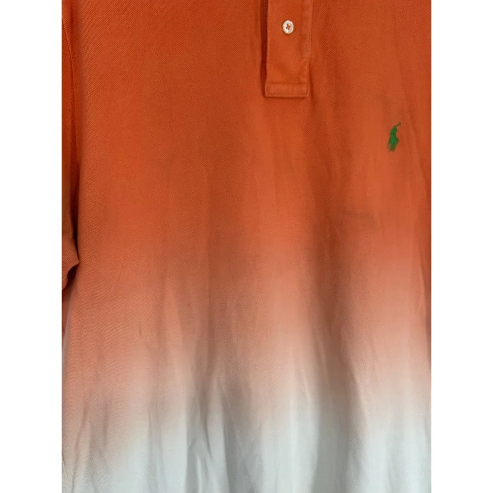 Polo Ralph Lauren Polo Shirt Mens XL Orange White Ombre Gradient Short Sleeve